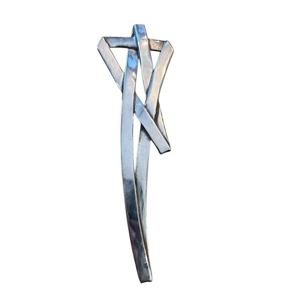 Elongated Star Brooch Pendant Sterling Silver Mexico Vtg Stretched 4” Long - Picture 1 of 4